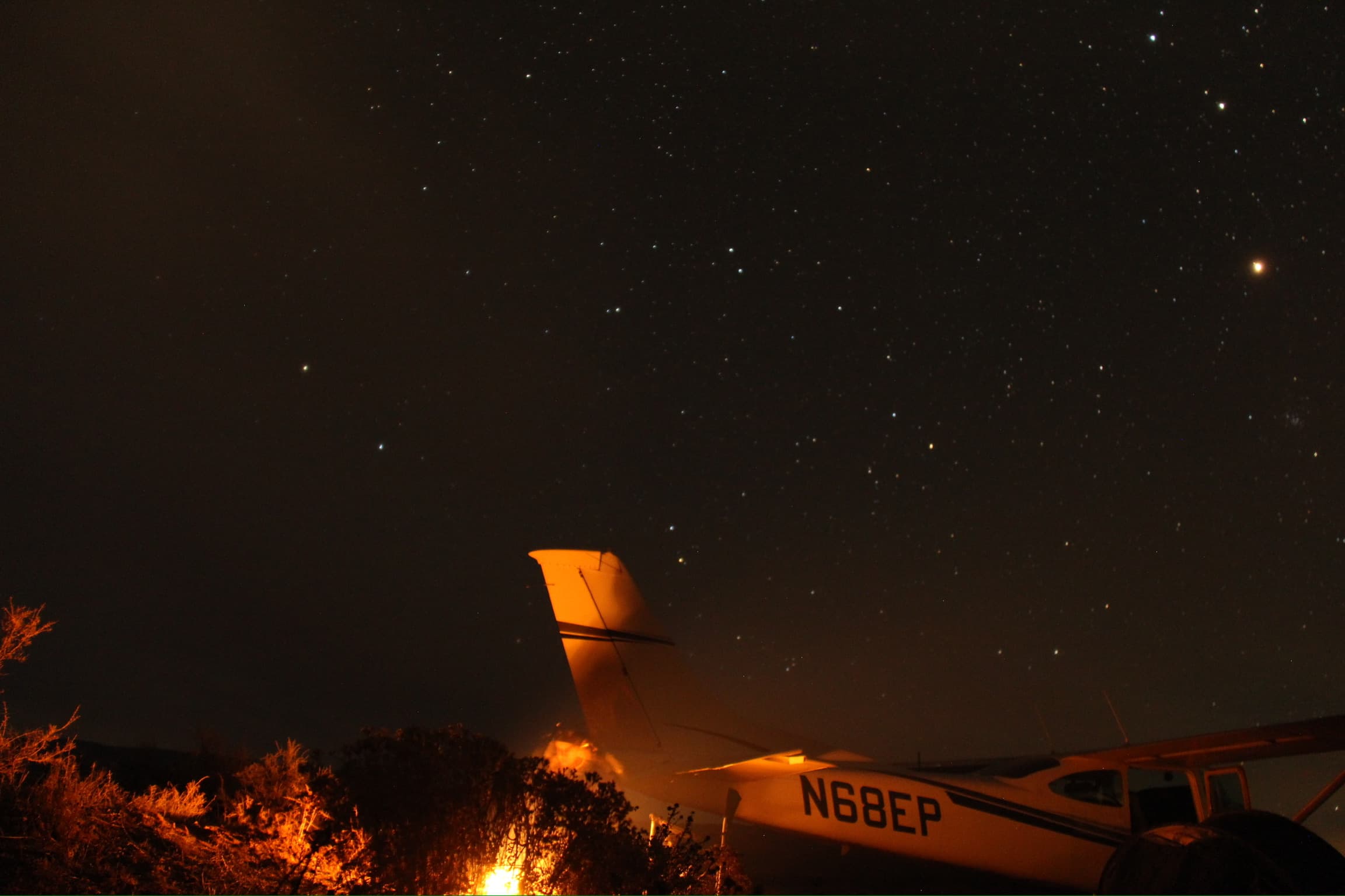 Fire under the plane